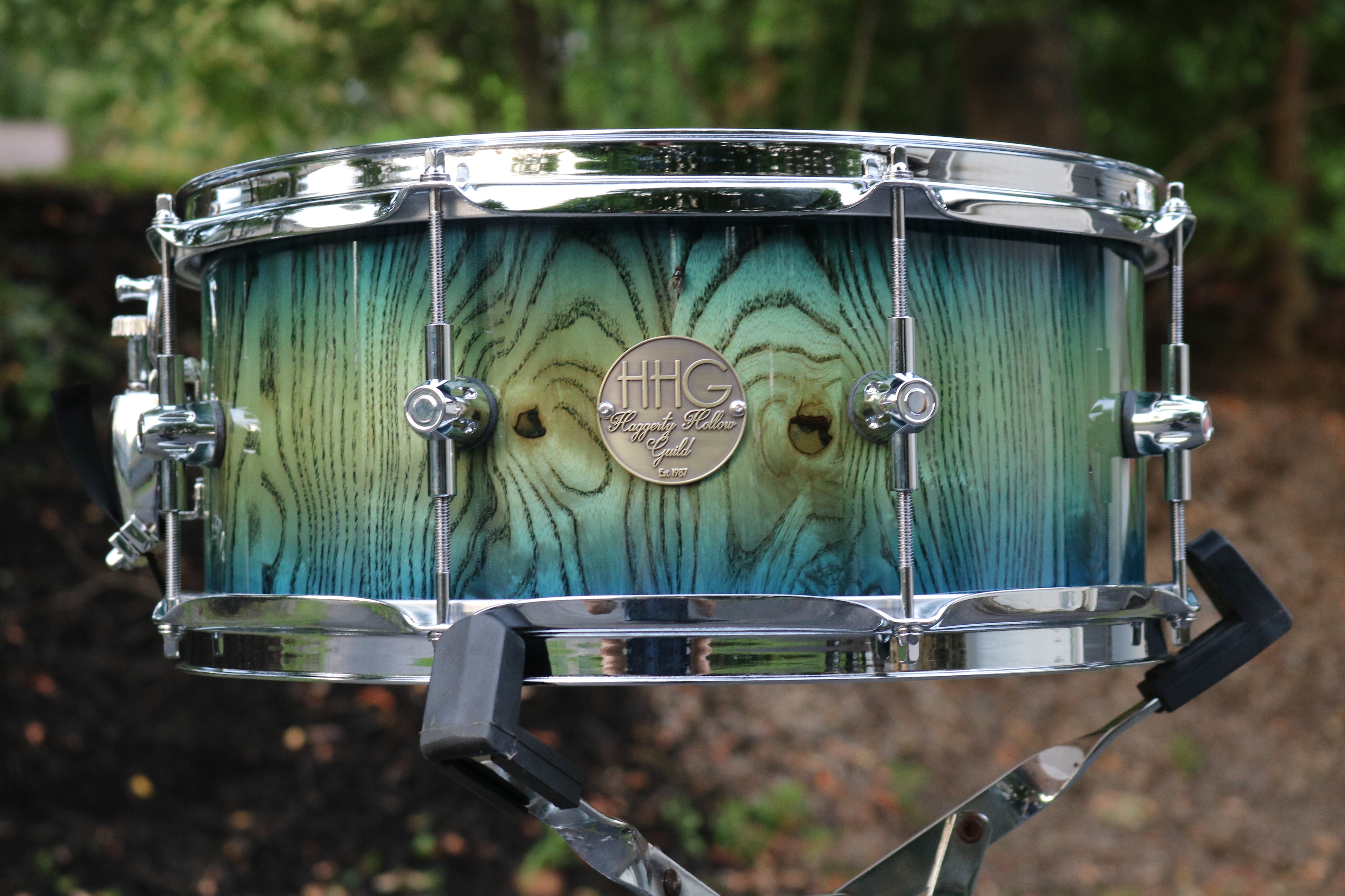 [レア] Hammershoi 14x5 ash stave snare drum with ocean blue burst high gloss lacquer