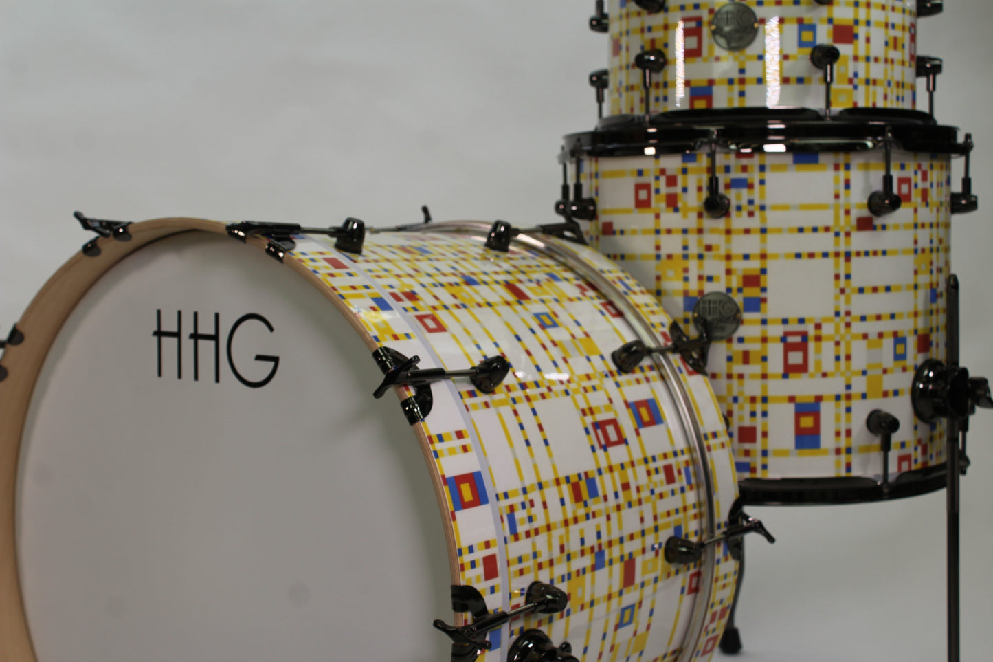 Mondrian-Inspired Maple Drum Set with Black Hardware