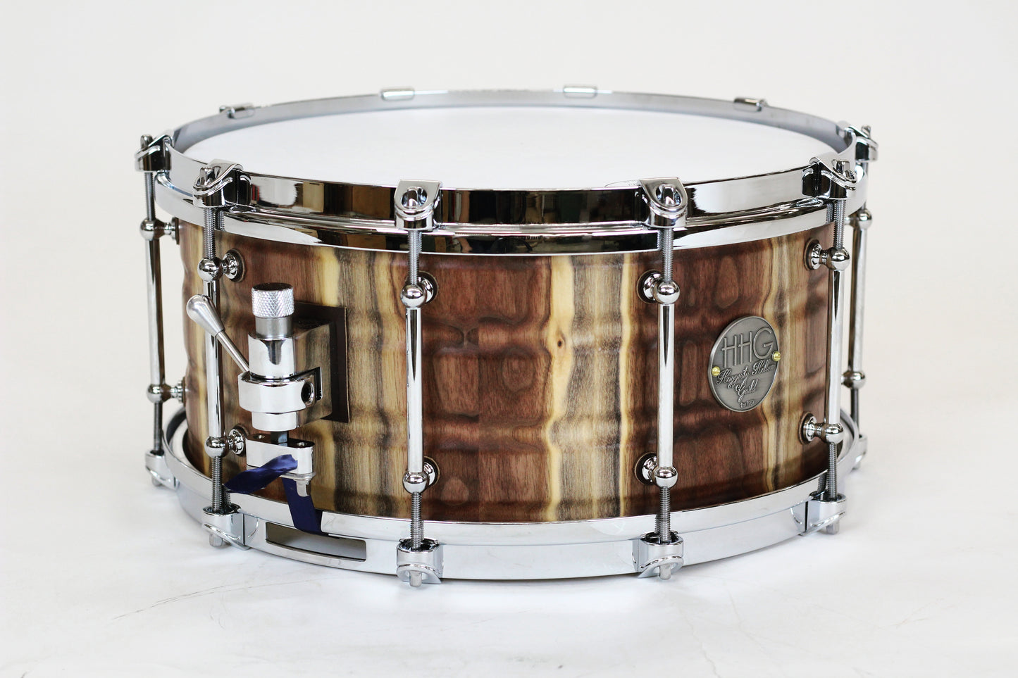 HHG Drums 14x7 Contoured Calico Walnut Stave Snare Drum, Satin Oil