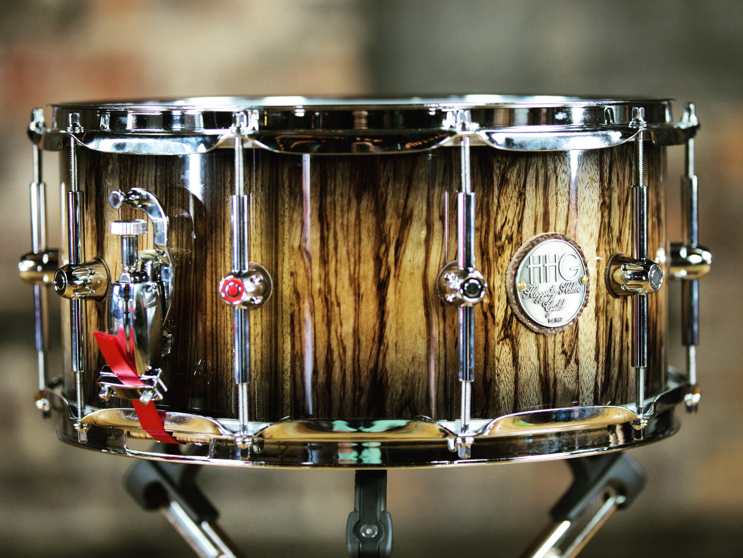 HHG Drums 14x7 Figured Zebrawood Stave Snare, Natural Lacquer
