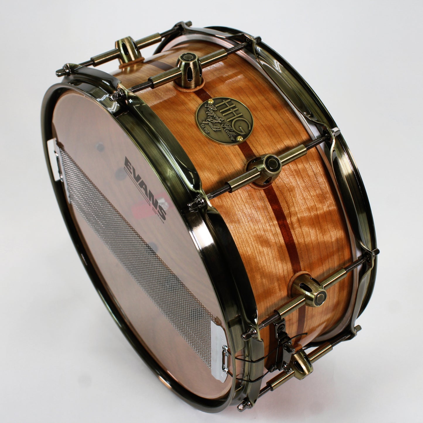 HHG Drums 13x5.75 Quilted Cherry And Oak Legacy Series, Satin Lacquer With Walnut Lacquer Stripe
