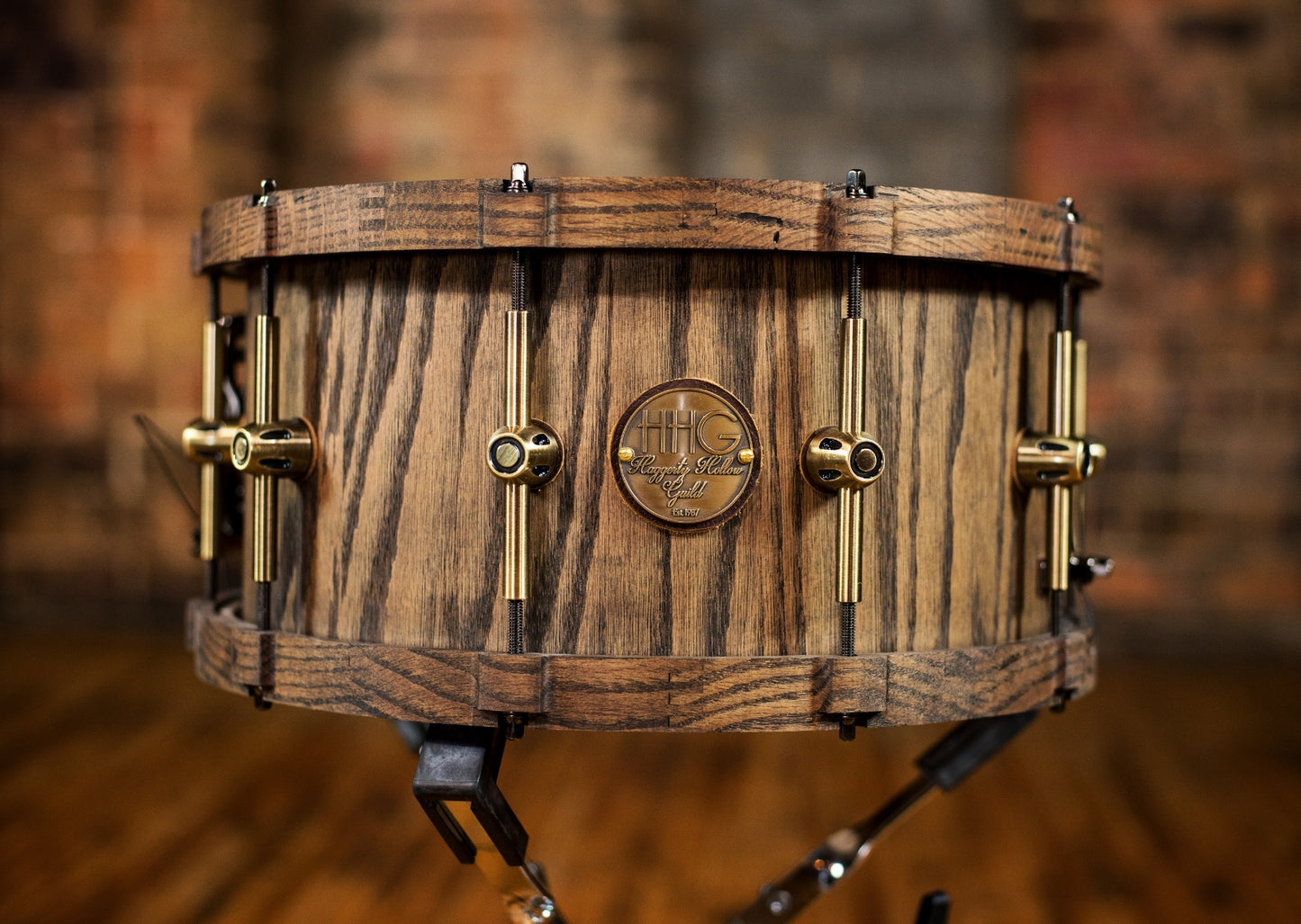 HHG Drums 14x7 Black Oak Stave With Matching Oak Hoops, Satin Oil