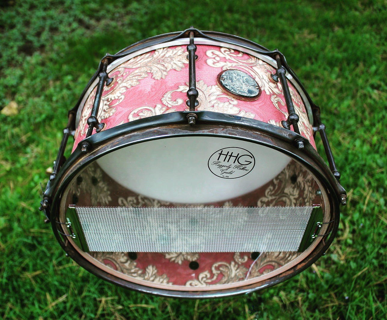 HHG Drums Aged Red Gatsby, Red/Gold Paisley Print