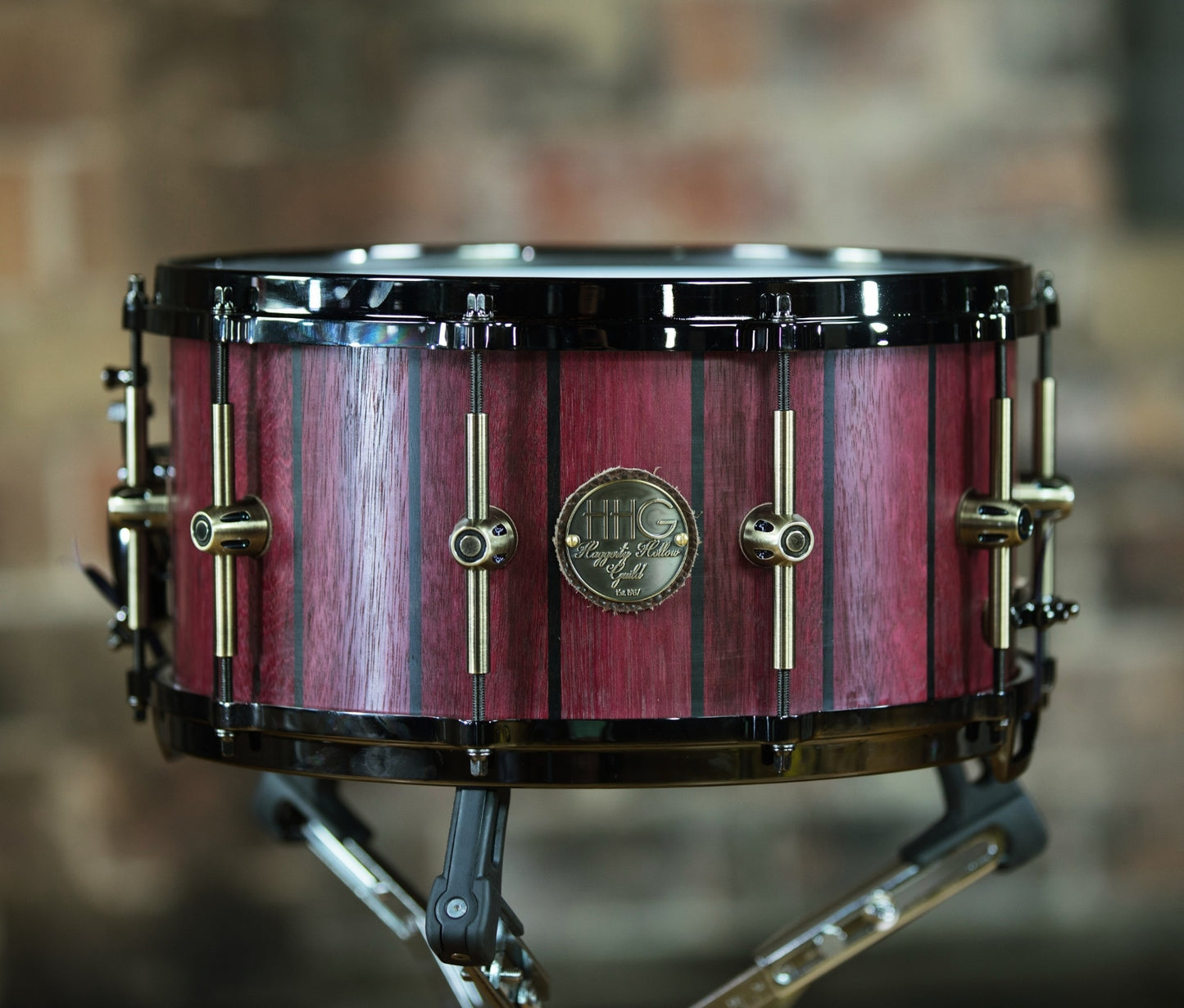 HHG Drums 14x7 Purpleheart And Ebony Stave Snare Drum, Satin Oil
