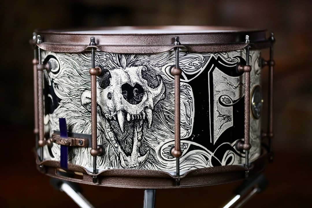 HHG Drums 14x7 Maple Stave 2018 Hand Painted Tattoo Art