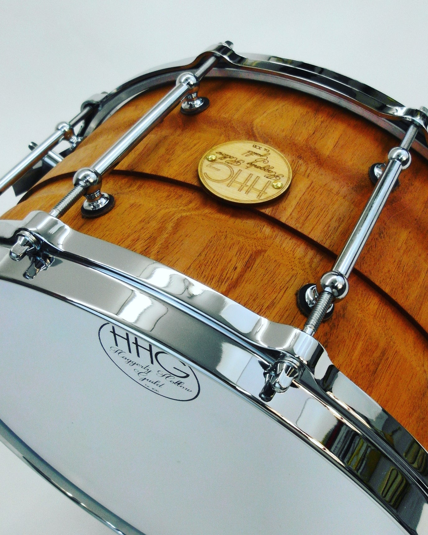 HHG 14x7 Contoured Mahogany Stave Snare Drum, Natural Satin Oil