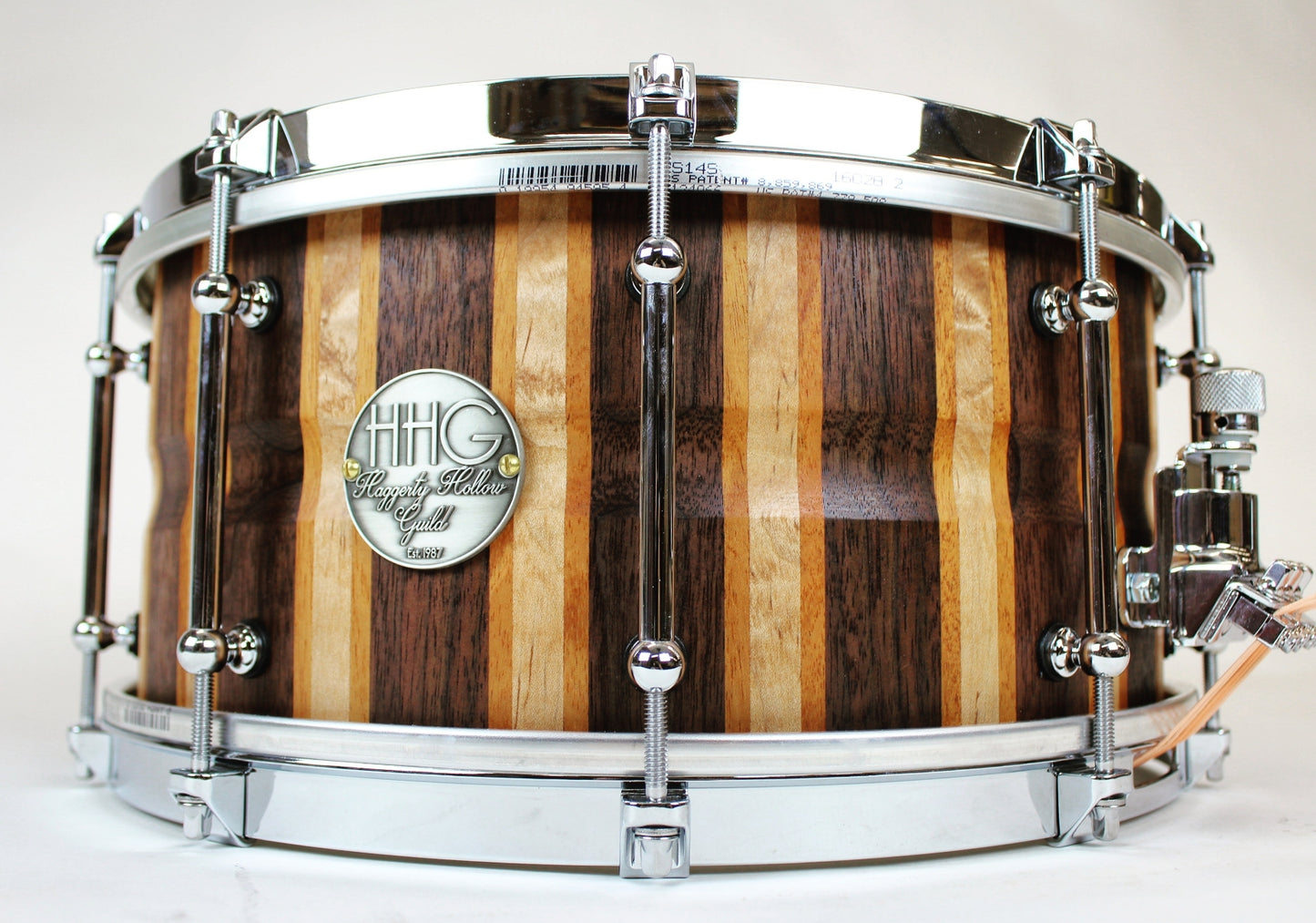 HHG 14x7 Walnut/Maple/Cherry Stave Snare drum, Satin Oil
