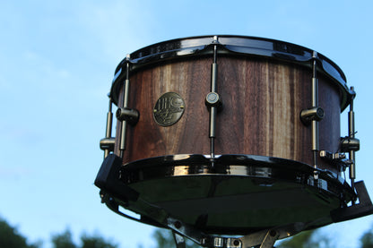 Calico Walnut Stave Snare Drum with Antique Bronze Hardware & Satin Lacquer Finish