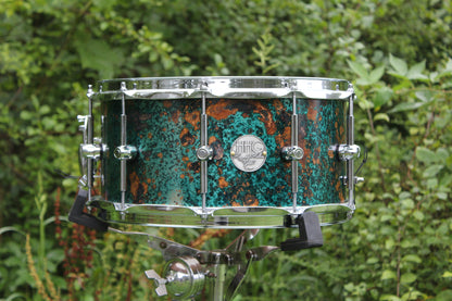 Maple and Petina copper hybrid snare drum with Chrome Hardware