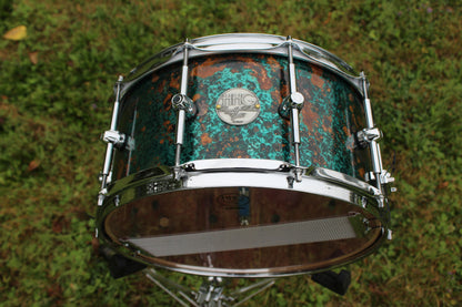 Maple and Petina copper hybrid snare drum with Chrome Hardware