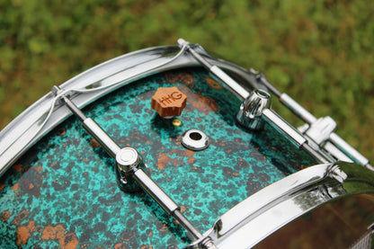 Maple and Petina copper hybrid snare drum with Chrome Hardware