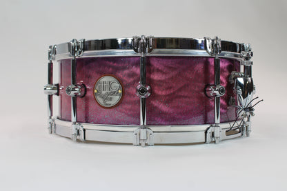 Brushed aluminum snare drum with purple candy burst high gloss lacquer