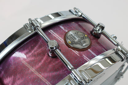 Brushed aluminum snare drum with purple candy burst high gloss lacquer