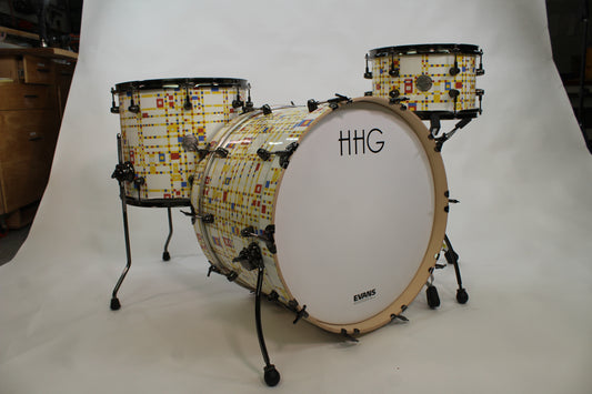 Mondrian-Inspired Maple Drum Set with Black Hardware