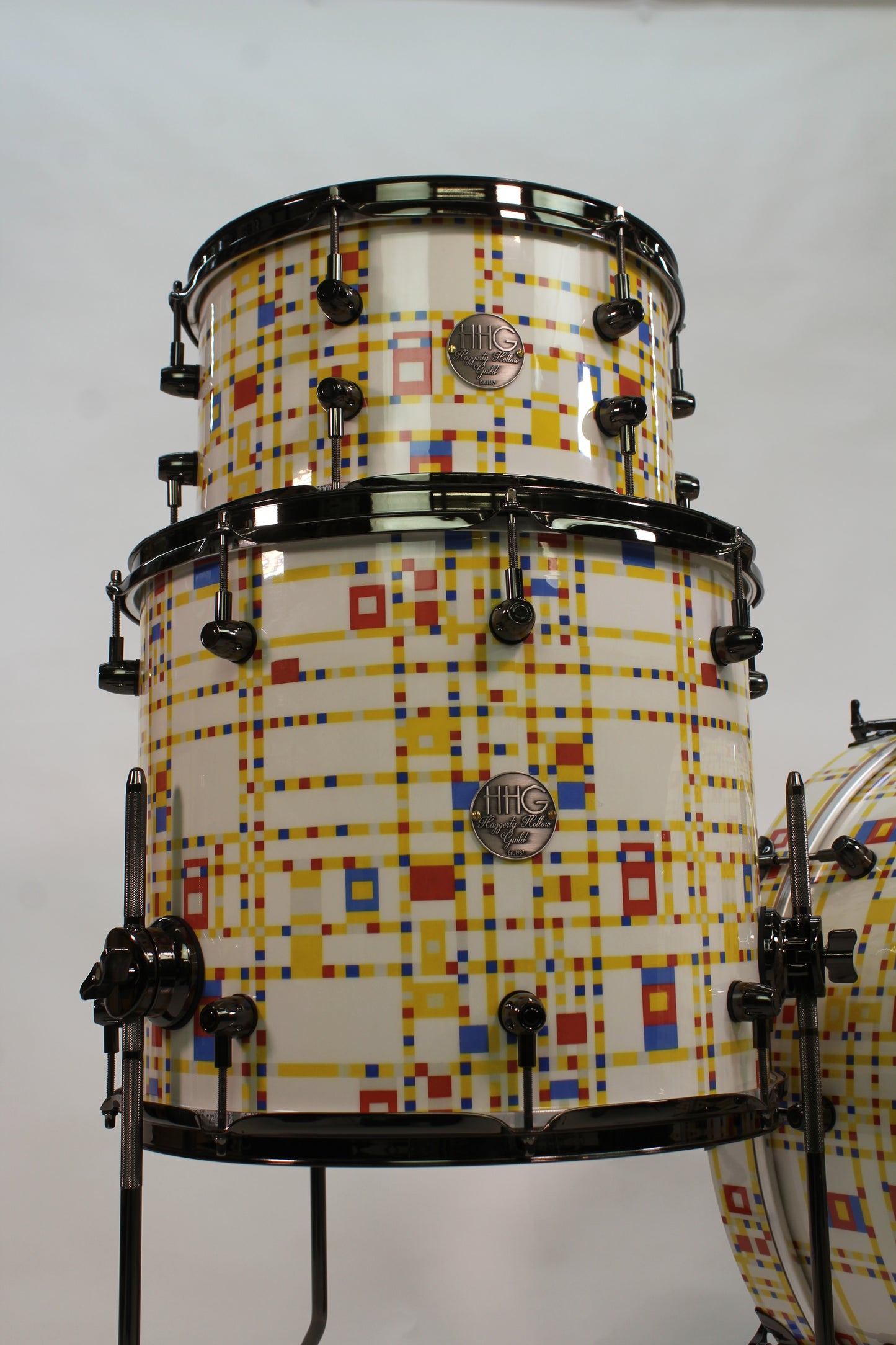 Mondrian-Inspired Maple Drum Set with Black Hardware