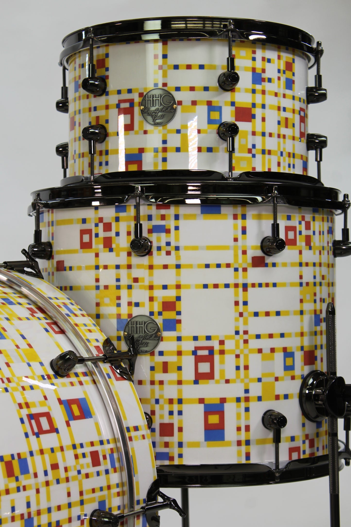 Mondrian-Inspired Maple Drum Set with Black Hardware