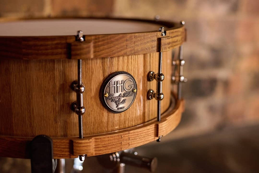 HHG Drums 14x5 Red Oak Stave Snare With Matching Hoops, Semi Gloss Lacquer