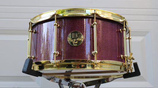 HHG Drums 14x7 Cherrywood Stave 2020 Purple Candy Sparkle Lacquer / Gold Hardware