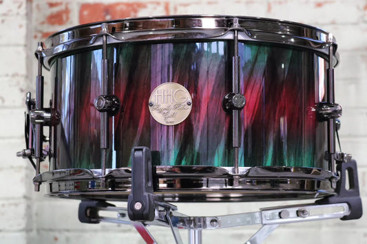 HHG Drums 14x7 spalted sycamore stave snare drum 2024 - Teal to purple high gloss lacquer
