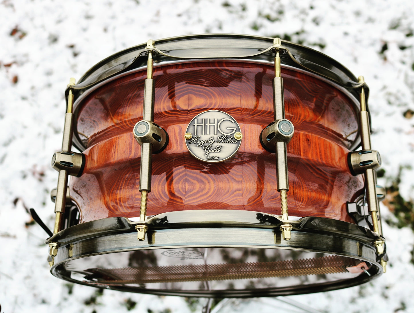 HHG Drums 13x7 California Redwood Stave Snare 2019 High Gloss Blueberry Tie-dye