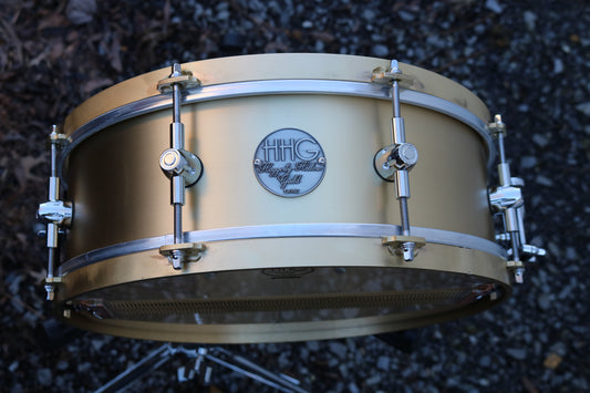 HHG drums 14x5.25 Handmade Brass With Solid Brass Bespoke Hoops 2022 Satin Lacquer