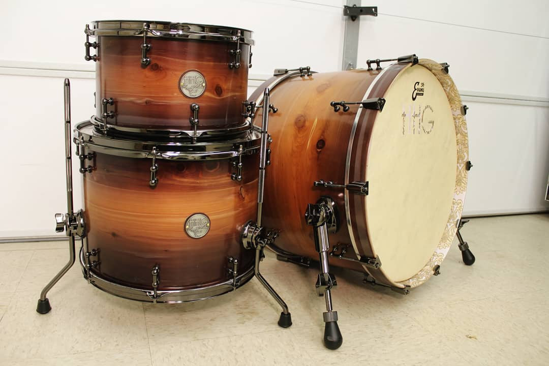 HHG Drums Maple And Cedar Heritage Series, Natural To Black Burst Satin Lacquer