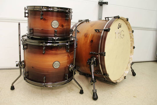 HHG Drums Maple And Cedar Heritage Series, Natural To Black Burst Satin Lacquer