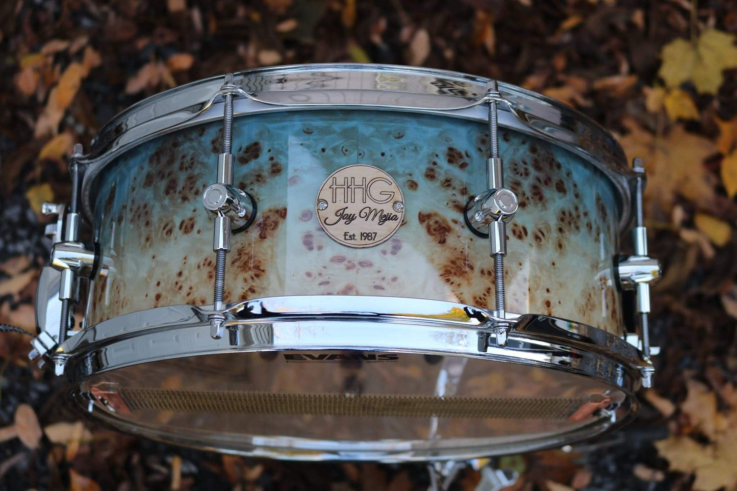 HHG Drums 14"x6" Mappa Burl Snare 2020 Blue Fade Gloss