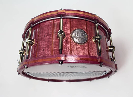 HHG Drums Purpleheart And Bubinga Stave Snare & Matching Wood Hoops, Satin Lacquer