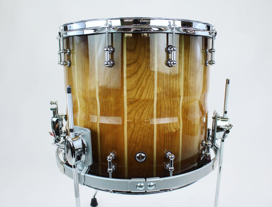 HHG Drums 15x12 Contoured Cherry And Maple Ballad Snare, High Gloss Natural To Black Burst
