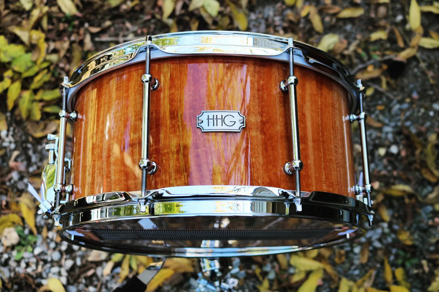 HHG Drums  14x7 African Mahogany Stave Snare 2022 Natural Gloss Lacquer