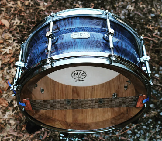 HHG Drums 14x7 Contoured Ash Stave 2022 Ocean Blue High Gloss Lacquer