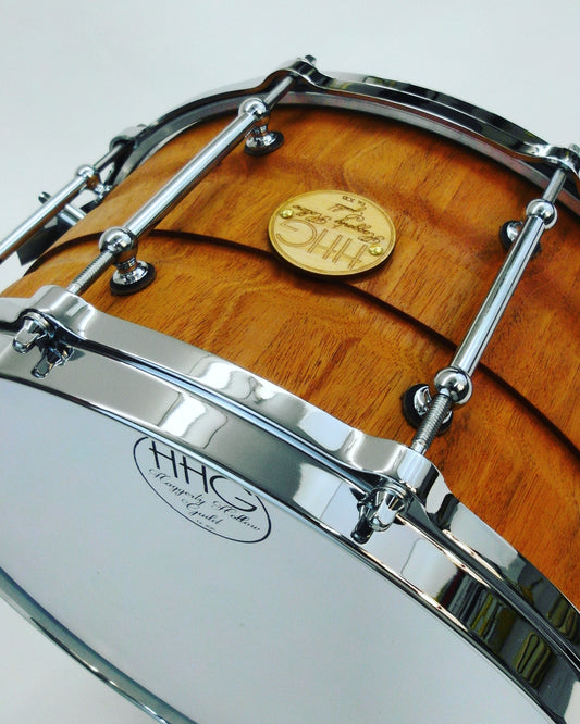 HHG  14x7 Contoured Mahogany Stave Snare Drum, Natural Satin Oil