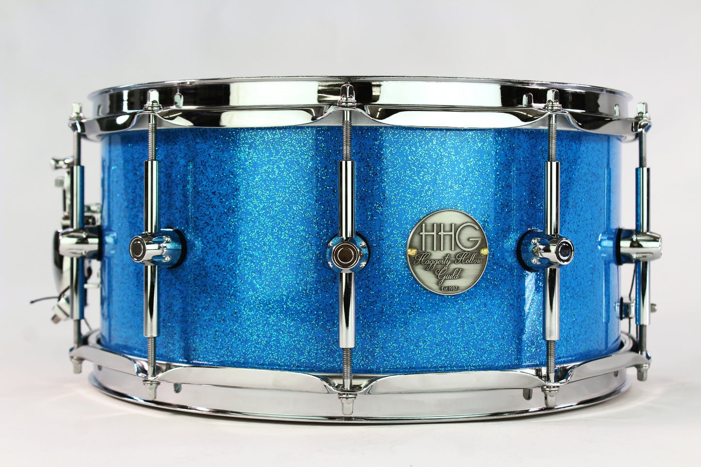 HHG Drums Santos Mahogany Stave 2019 Triple Blue Sparkle Lacquer