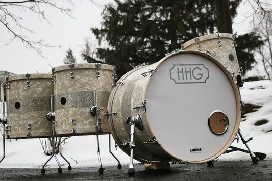 HHG Drums Heirloom Maple 2022 Antique White Marine Pearl And Silver Sparkle